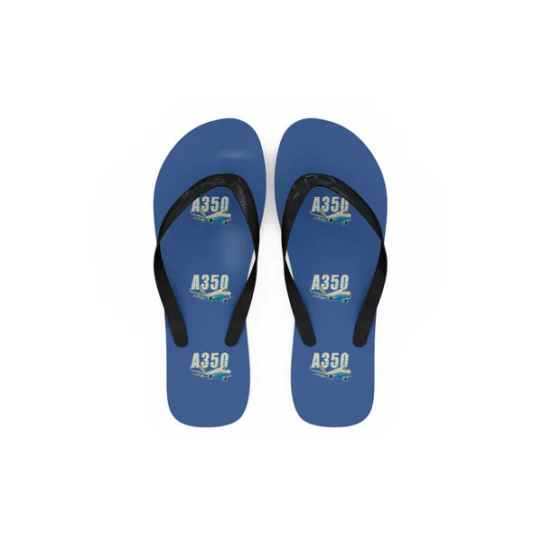 Airbus A350F - Slippers - Flip Flops - Cartoon Pattern - Blue