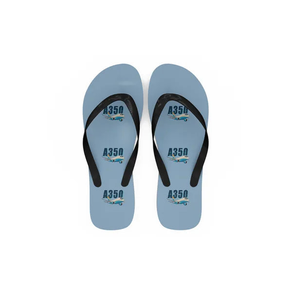 Airbus A350F - Slippers - Flip Flops - Cartoon Pattern - Light Blue
