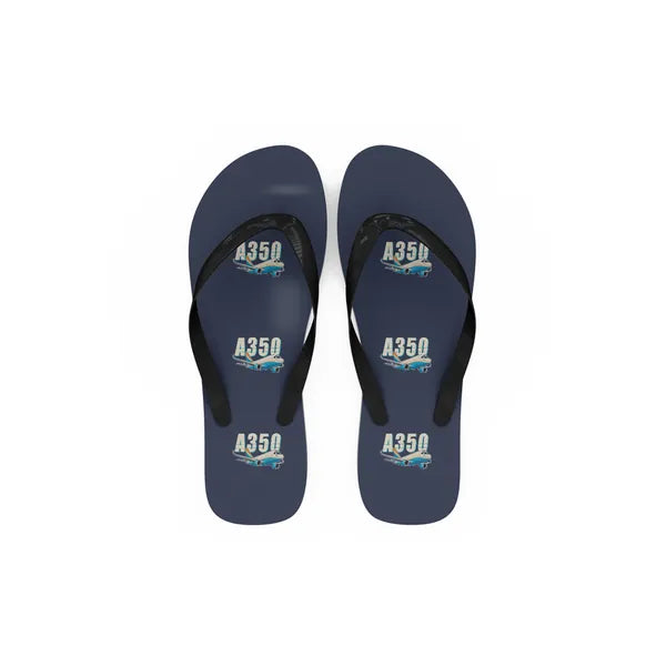 Airbus A350F - Slippers - Flip Flops - Cartoon Pattern - Navy Blue