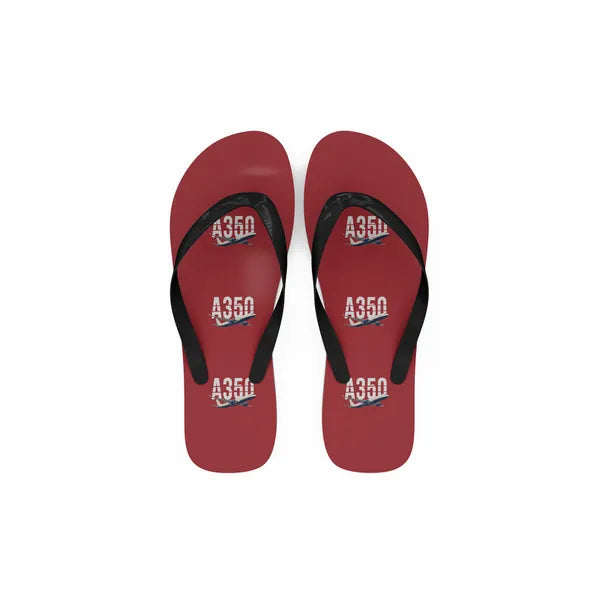Airbus A350F - Slippers - Flip Flops - Original Pattern - Red