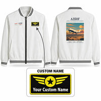 Thumbnail for Airbus A350F Stylish Jackets - Baseball Collar - Poster + Name - White