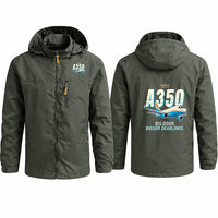 Thumbnail for Airbus A350F Stylish Jackets - Hooded Windbreaker - Cartoon - Olive Green