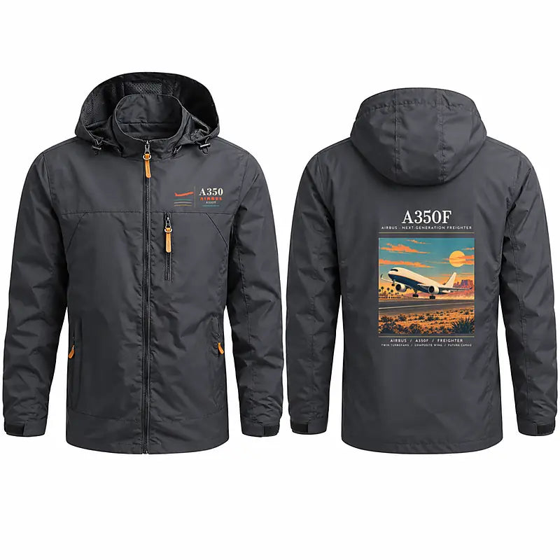 Airbus A350F Stylish Jackets - Hooded Windbreaker - Poster - Charcoal