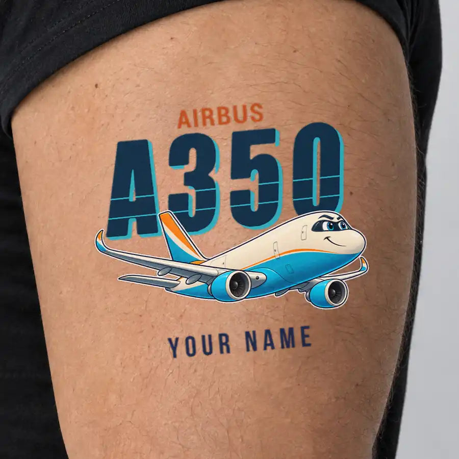 Airbus A350F - Tattoo - Cartoon + Name - Man