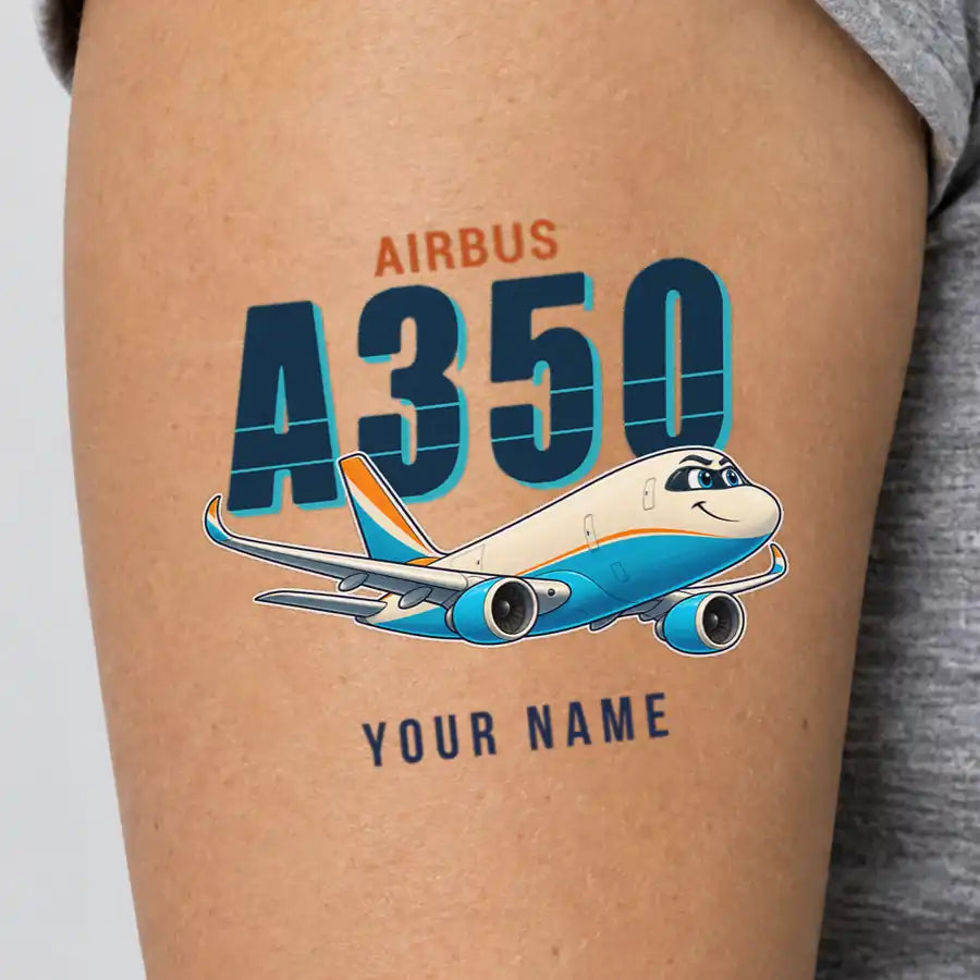 Airbus A350F - Tattoo - Cartoon + Name