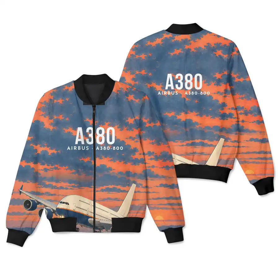 Airbus A380-800 3D All-Over Print Clothing - Bomber Jacket - 3D