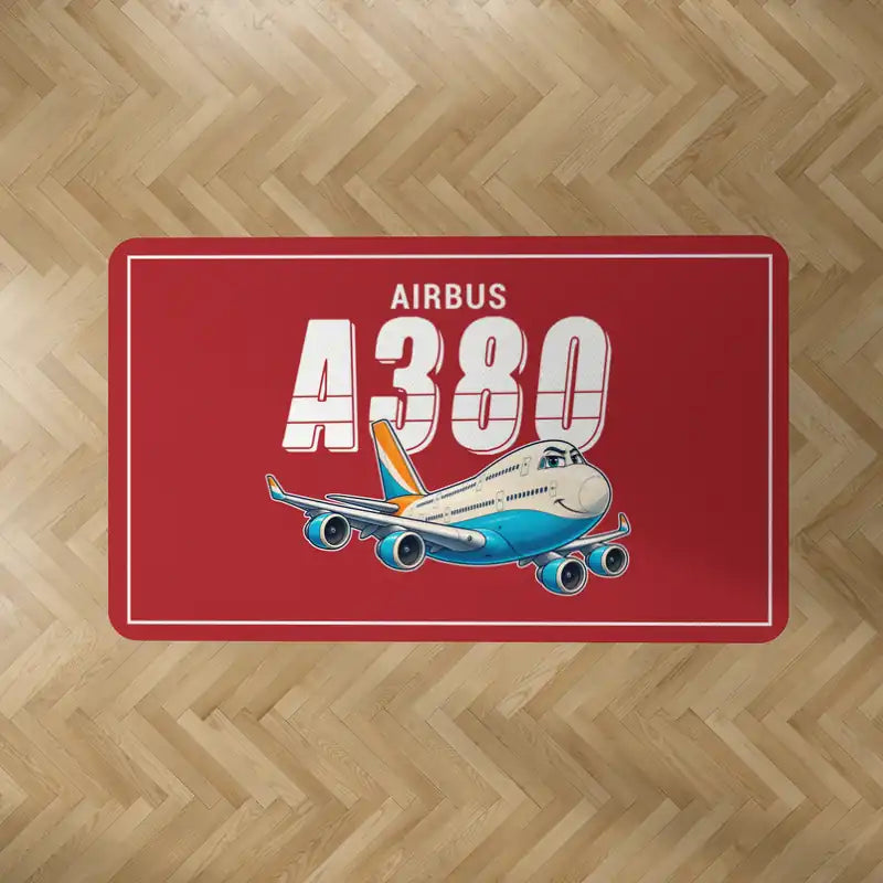 Airbus A380-800 - Cartoon - Rectangle Carpet - Red