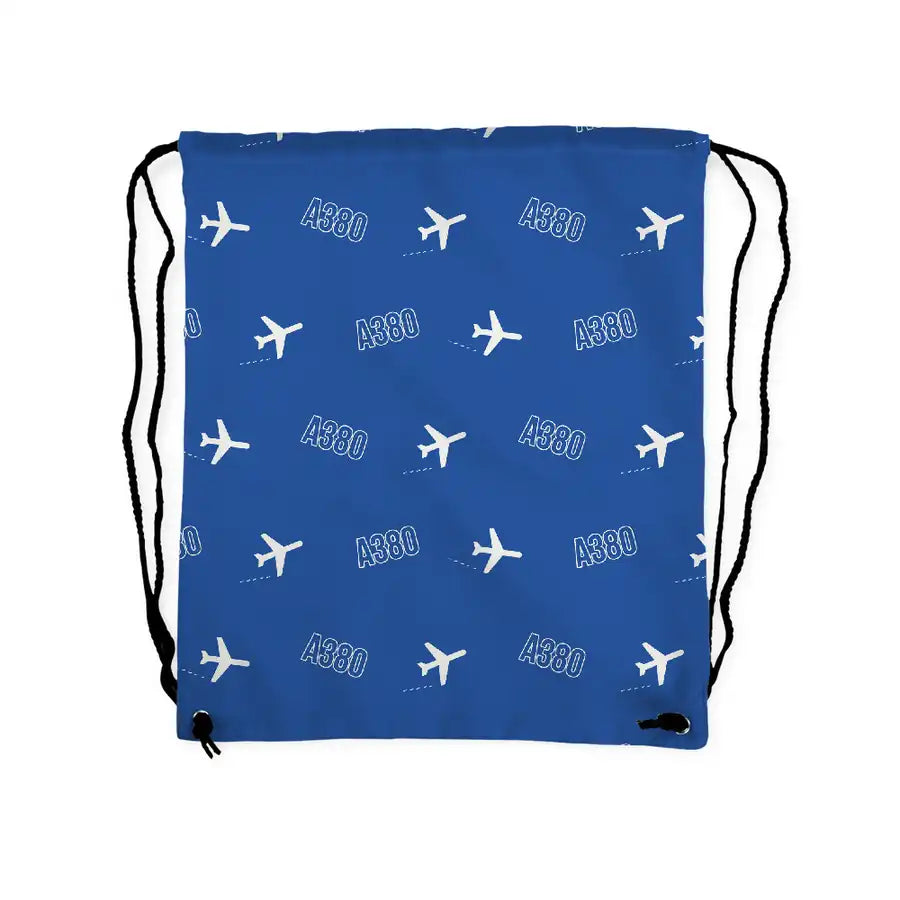 Airbus A380-800 - Drawstring Bag - 3D Pattern - Blue