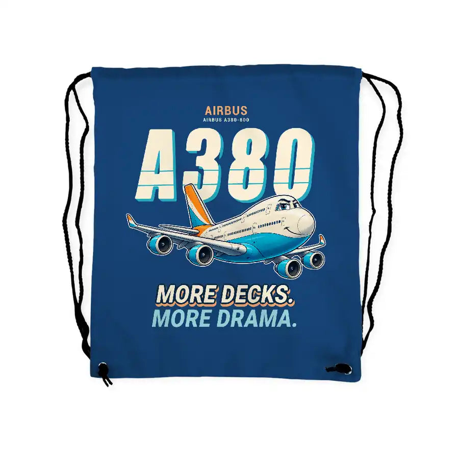 Airbus A380-800 - Drawstring Bag - Cartoon - Blue