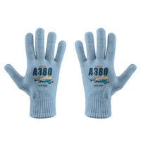Thumbnail for Airbus A380-800 - Gloves - Full - Cartoon + Name - Light Blue