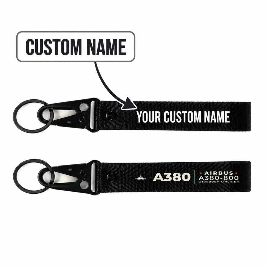 Airbus A380-800 Hawk-Shaped Key Chains - Black - Heritage - Personalized