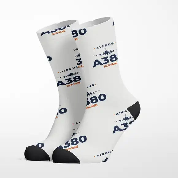 Airbus A380-800 - Heritage + Name - Socks - White