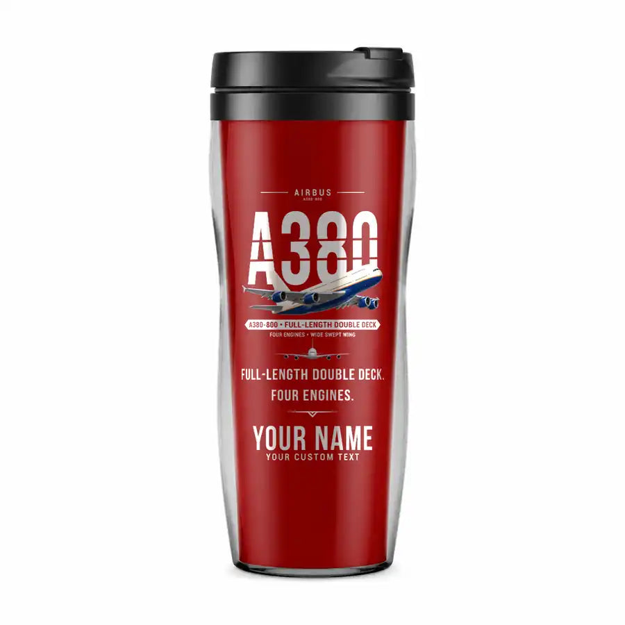 Airbus A380-800 - Original + Name - Plastic (No Holder) - Red