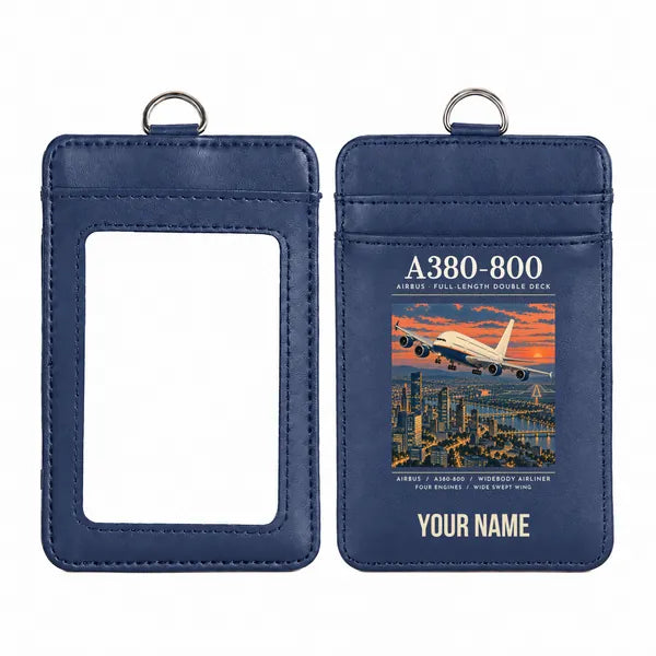 Airbus A380-800 - Poster - ID Card Holder - Navy Blue + Name