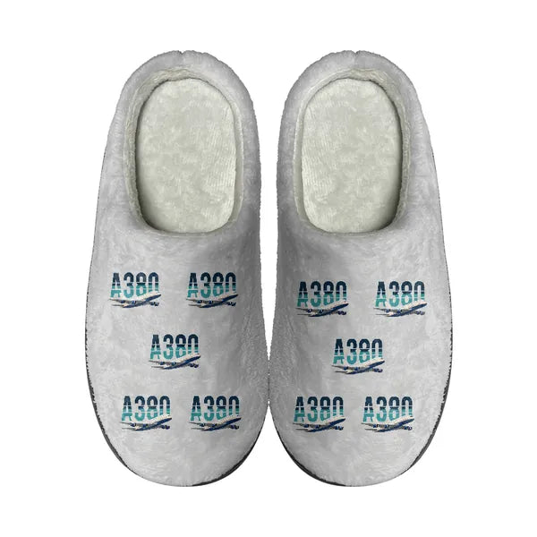 Airbus A380-800 - Slippers - Cotton - Original Pattern - Light Gray