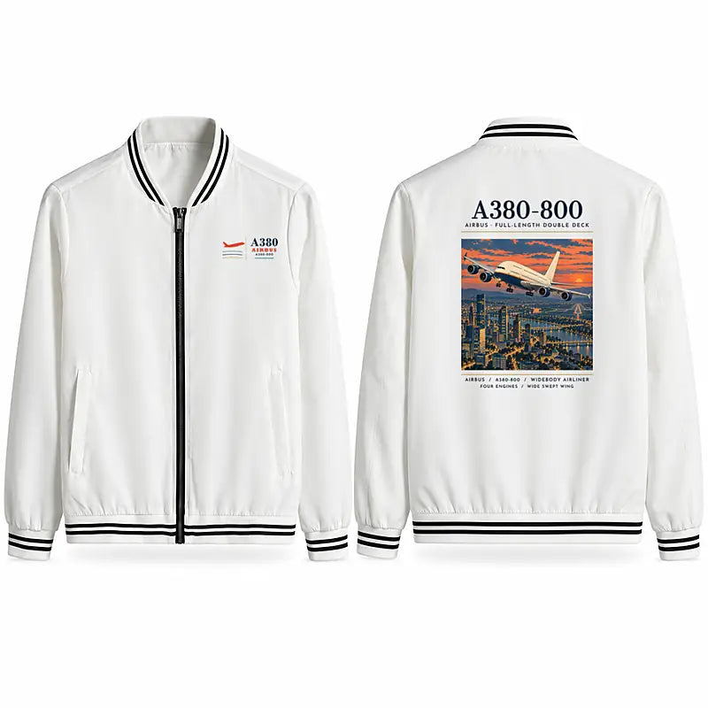 Airbus A380-800 Stylish Jackets - Baseball Collar - Poster - White