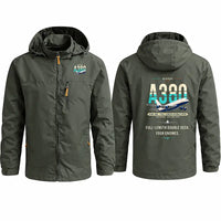 Thumbnail for Airbus A380-800 Stylish Jackets - Hooded Windbreaker - Original - Olive Green