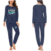 Thumbnail for Airbus A380-800 - Women Pajamas - Original Chest - Navy Blue