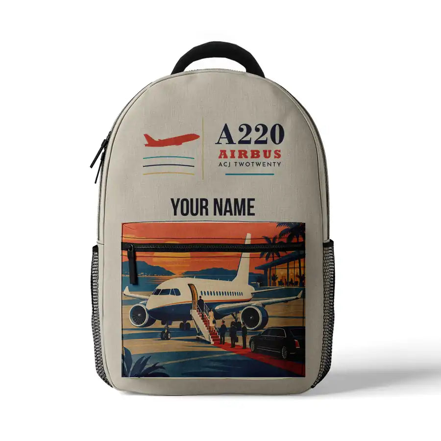 Airbus ACJ TwoTwenty - 3D Backpack - Beige + Name