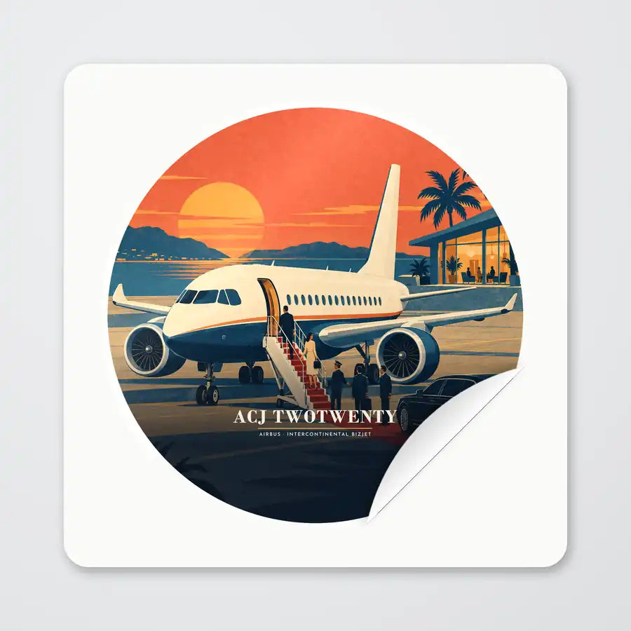 Airbus ACJ TwoTwenty - 3D - Circle Sticker - Peel