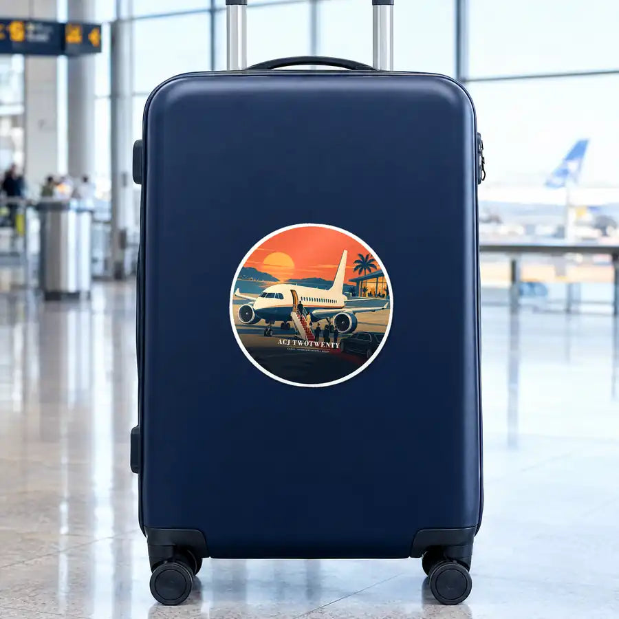Airbus ACJ TwoTwenty - 3D - Circle Sticker - Suitcase