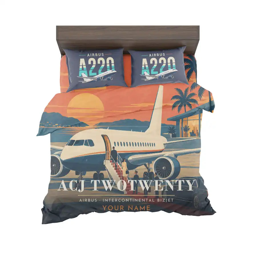 Airbus ACJ TwoTwenty - 3D + Name - Bedding Set - Full Print