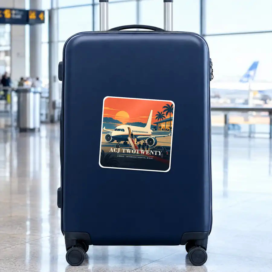 Airbus ACJ TwoTwenty - 3D - Square Sticker - Suitcase