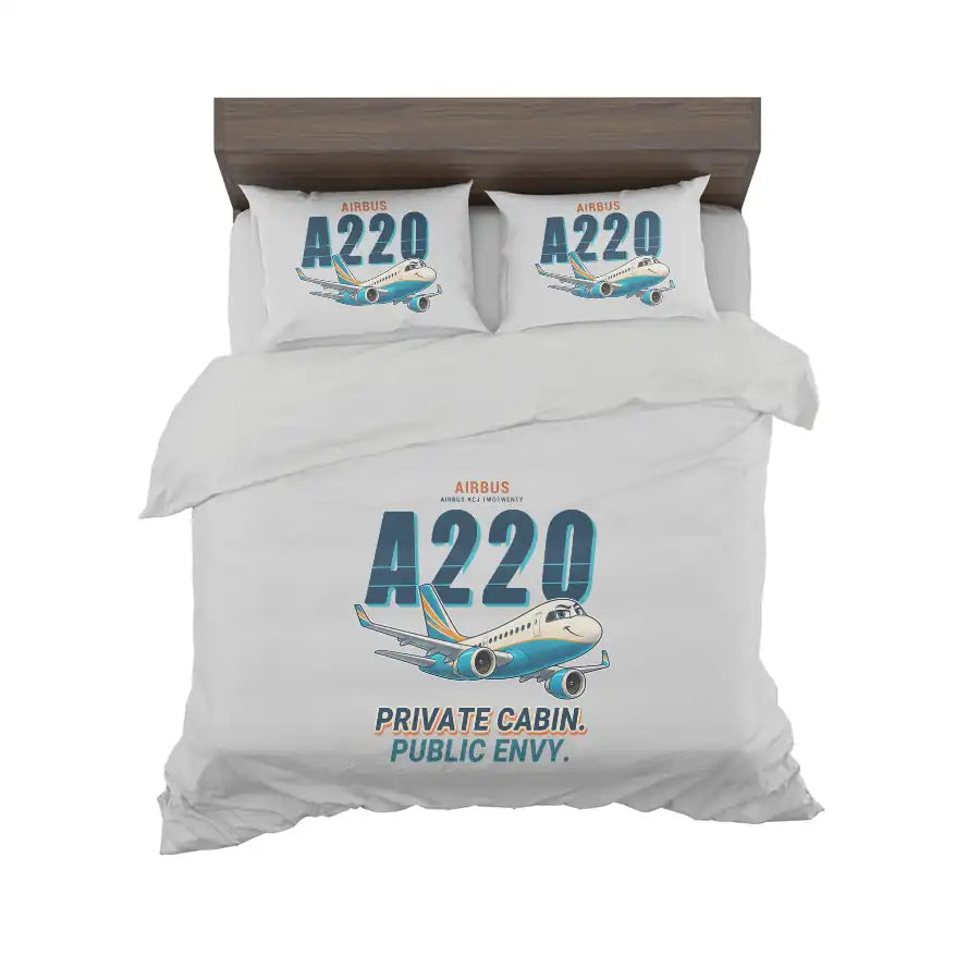 Airbus ACJ TwoTwenty - Cartoon - Bedding Set - Light Gray