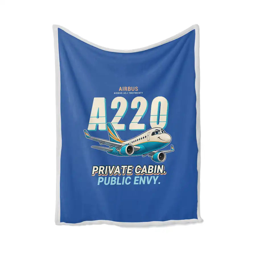 Airbus ACJ TwoTwenty - Cartoon - Blanket - Blue