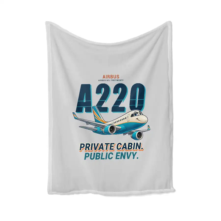 Airbus ACJ TwoTwenty - Cartoon - Blanket - Light Gray