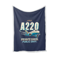 Thumbnail for Airbus ACJ TwoTwenty - Cartoon - Blanket - Navy Blue