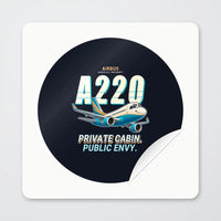 Thumbnail for Airbus ACJ TwoTwenty - Cartoon - Circle Sticker - Peel