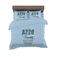 Thumbnail for Airbus ACJ TwoTwenty - Cartoon + Name - Bedding Set - Light Blue