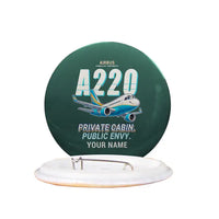 Thumbnail for Airbus ACJ TwoTwenty - Cartoon + Name - Pin - Dark Green