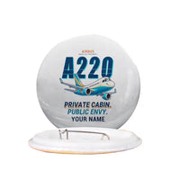 Thumbnail for Airbus ACJ TwoTwenty - Cartoon + Name - Pin - White