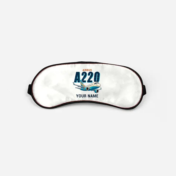 Airbus ACJ TwoTwenty - Cartoon + Name - Sleep Mask - White