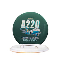 Thumbnail for Airbus ACJ TwoTwenty - Cartoon - Pin - Dark Green