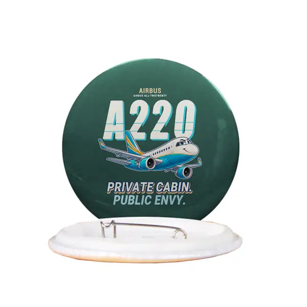 Airbus ACJ TwoTwenty - Cartoon - Pin - Dark Green