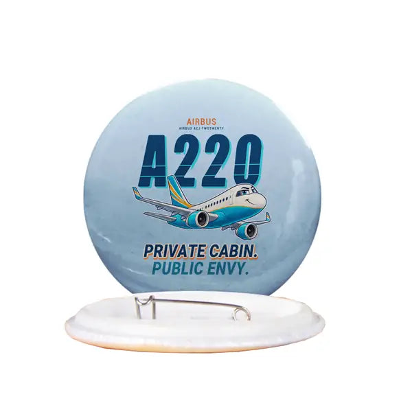 Airbus ACJ TwoTwenty - Cartoon - Pin - Light Blue
