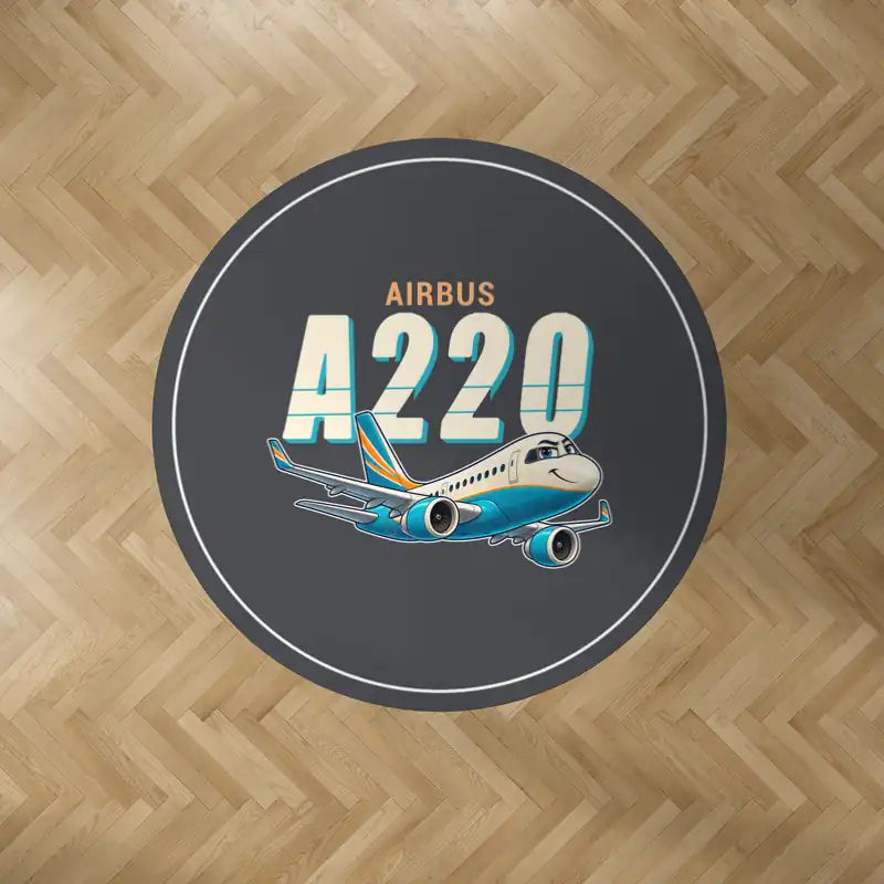 Airbus ACJ TwoTwenty - Cartoon - Round Carpet - Dark Gray