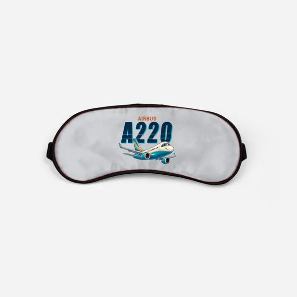 Airbus ACJ TwoTwenty - Cartoon - Sleep Mask - Light Gray