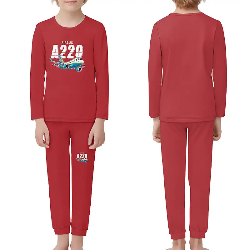 Airbus ACJ TwoTwenty - Children Pajamas - Cartoon Chest - Red