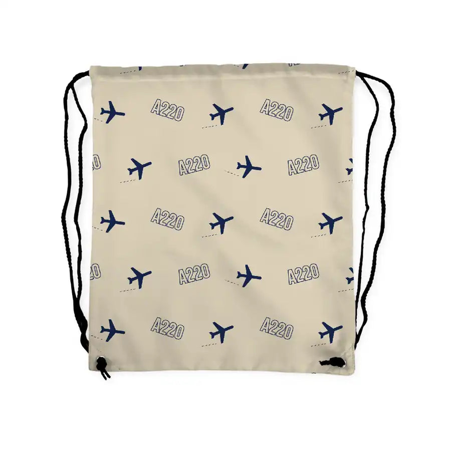 Airbus ACJ TwoTwenty - Drawstring Bag - 3D Pattern - Beige
