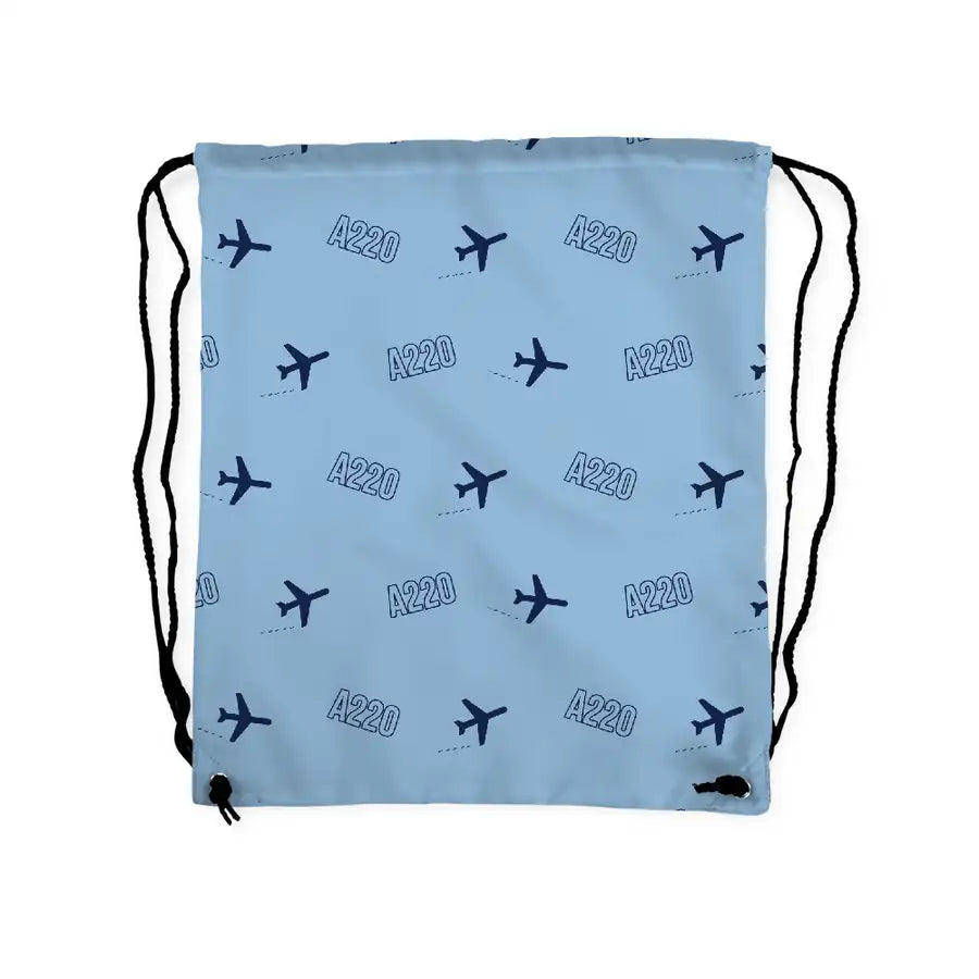 Airbus ACJ TwoTwenty - Drawstring Bag - 3D Pattern - Light Blue