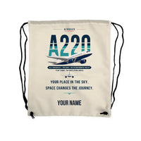 Thumbnail for Airbus ACJ TwoTwenty - Drawstring Bag - Original + Name - Beige