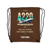 Thumbnail for Airbus ACJ TwoTwenty - Drawstring Bag - Original + Name - Brown
