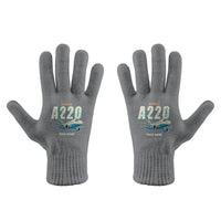 Thumbnail for Airbus ACJ TwoTwenty - Gloves - Full - Cartoon + Name - Gray