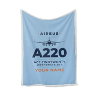 Thumbnail for Airbus ACJ TwoTwenty - Heritage + Name - Blanket - Light Blue
