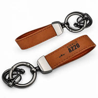 Thumbnail for Airbus ACJ TwoTwenty - Leather Key Chain - Horseshoe Buckle - Heritage - Camel