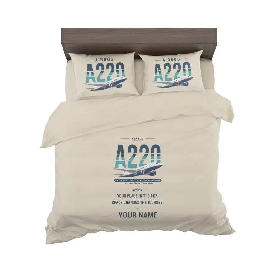 Airbus ACJ TwoTwenty - Original + Name - Bedding Set - Beige